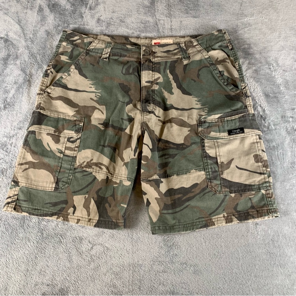 Wrangler Cargo Shorts Mens 38‎ Camouflage Woodland Green Utility Tactical Hiking